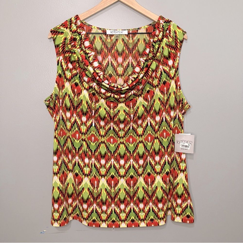 Kasper Valencia Cowl Neck Sleeveless Top Plus Size 1X